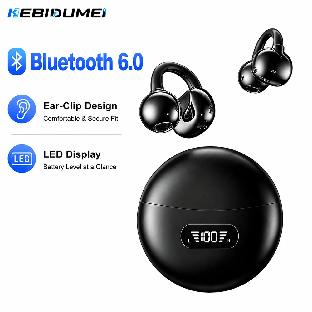 Open Ear Air Conduction Headphones - KEBIDUMEI 블루투스 6.0 이어폰 오픈형 이어클립