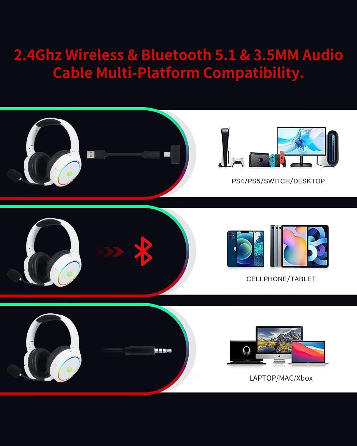 PC,PS5, PS4, Xbox 시리즈용 소음 제거 마 - Gaming Headset With Mic Rgb 리뷰 및 가격